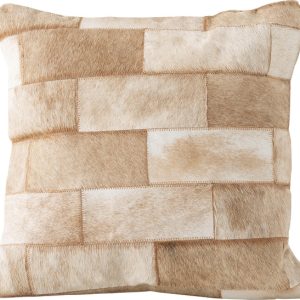 MITASインテリア 本革×コットン クッション 45×45cm ベージュ FAB-102BE