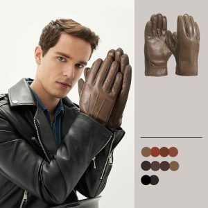 メンズ羊革手袋 裏起毛 防寒 本革ドライビンググローブ M・Lサイズ A-k571