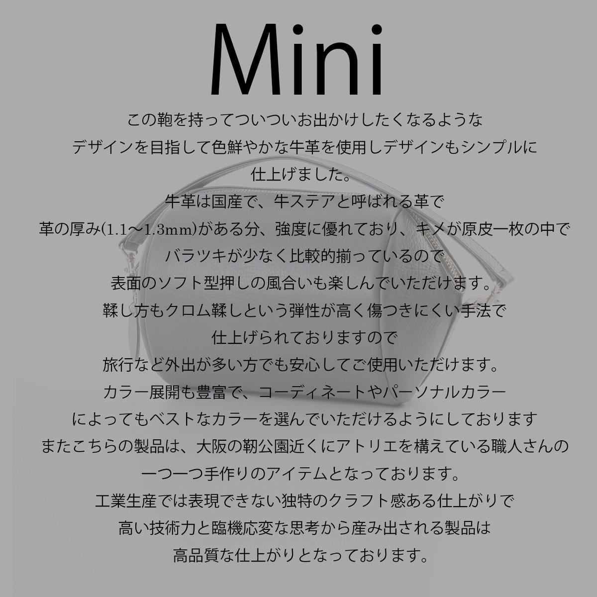 ミニマル旅行 コンパクトショルダー 牛ステア革 メンズ 日本製 - 画像 (2)
